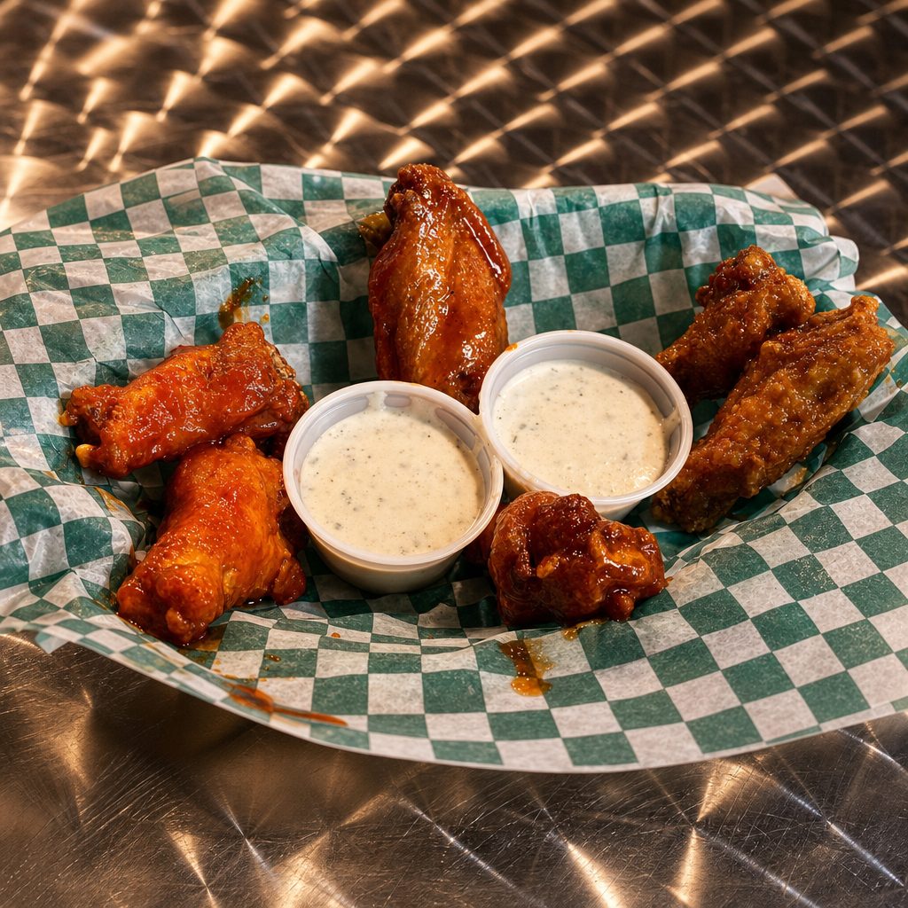 3 Texas Size Wings w/ Small Fries.