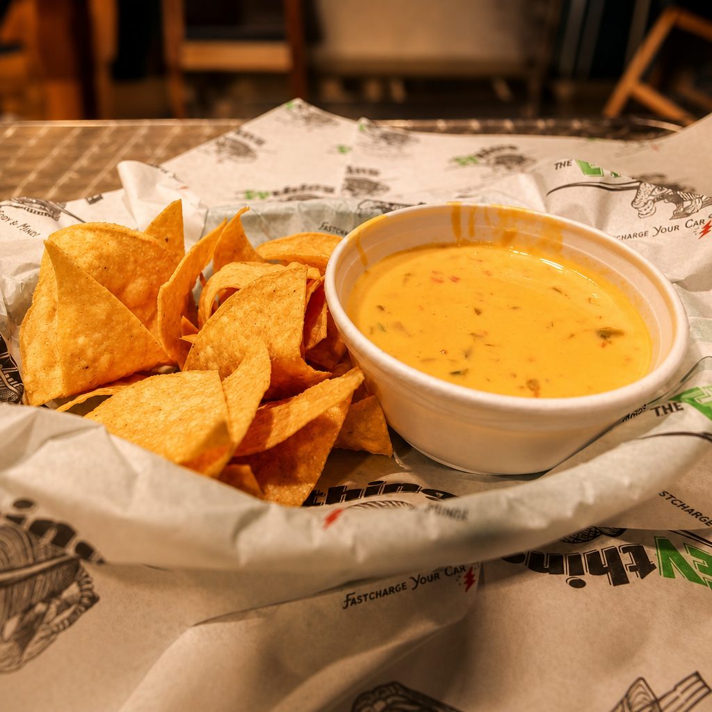 Hatch Chile con Queso and Chips.