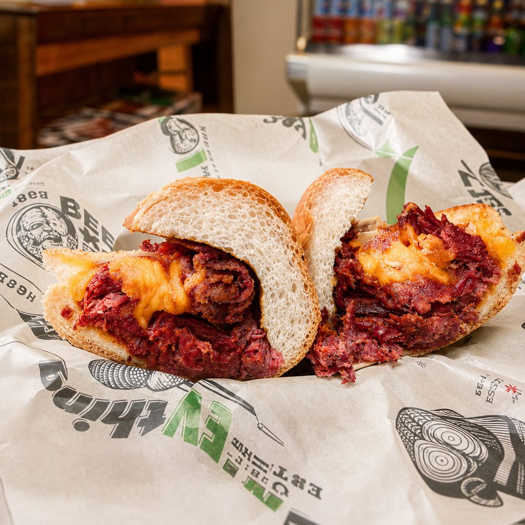 Chopped Beef Brisket Sandwich.