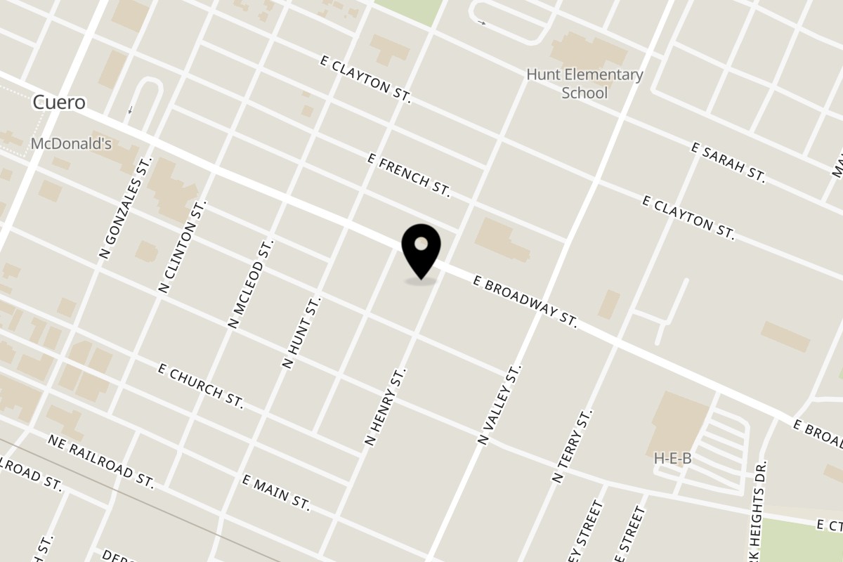 Map showing the location of The EVthing on 511 E Broadway St in Cuero